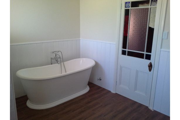 Newly installed freestanding bathtub